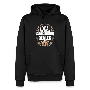 Marchand de levain local Statement Bread Lover - Sweat à capuche Premium bio Homme - noir - Devant - Nico (187cm)