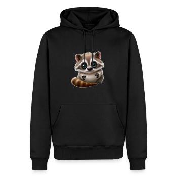 Raton laveur animal mignon - Sweat à capuche Premium bio Homme - noir - Devant - Nico (187cm)