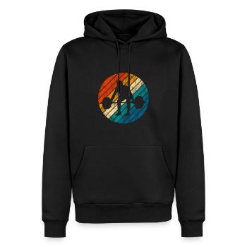 Bodybuilding Bodybuilder GYM Fitnessstudio Retro - Men’s Premium Organic Hoodie - black - Front - Nico (187cm)