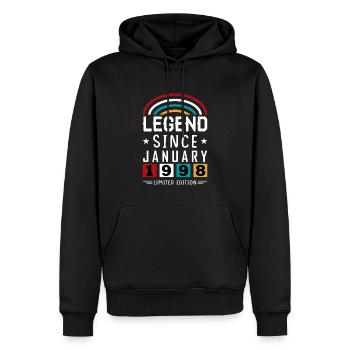 1998 Legend Since Birthday Gift Janvier - Sweat à capuche Premium bio Homme - noir - Devant - Nico (187cm)