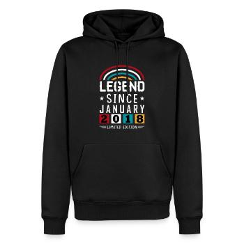 2018 Légende depuis cadeau d’anniversaire Janvier - Sweat à capuche Premium bio Homme - noir - Devant - Nico (187cm)
