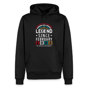 2008 Legend Since Birthday Gift Février - Sweat à capuche Premium bio Homme - noir - Devant - Nico (187cm)