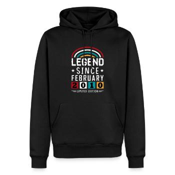 2010 Legend Since Birthday Gift February - Men’s Premium Organic Hoodie - black - Front - Nico (187cm)
