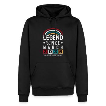 Légende 2025 depuis la marche cadeau d’anniversaire - Sweat à capuche Premium bio Homme - noir - Devant - Nico (187cm)