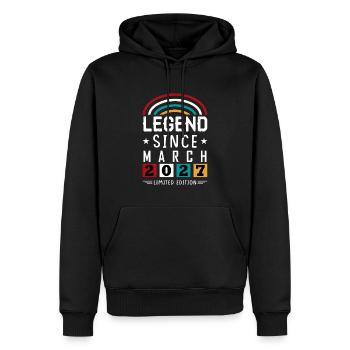 2027 Legend Since Geburtstag Geschenk März - Männer Premium Bio Hoodie - Schwarz - Vorne - Nico (187cm)