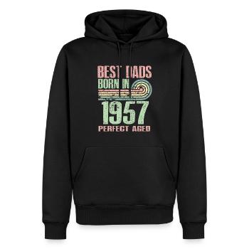 Die Besten Väter Sind 1957 Geboren, 66 Jahre Alt, - Männer Premium Bio Hoodie - Schwarz - Vorne - Nico (187cm)