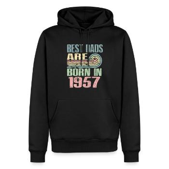 Die Besten Väter Sind 1957 Geboren, 66 Jahre Alt, - Männer Premium Bio Hoodie - Schwarz - Vorne - Nico (187cm)