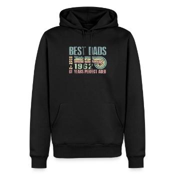 Les meilleurs pères sont nés en 1962, 61 ans, - Sweat à capuche Premium bio Homme - noir - Devant - Nico (187cm)