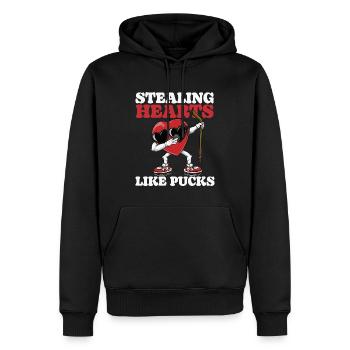 Stealing hearts like Pucks Funny Kids Boys - Men’s Premium Organic Hoodie - black - Front - Nico (187cm)