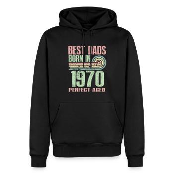 The best fathers are born in 1970, 55 years old, - Men’s Premium Organic Hoodie - black - Front - Nico (187cm)