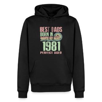 Les meilleurs pères sont nés en 1981, à l’âge de 42 ans, - Sweat à capuche Premium bio Homme - noir - Devant - Nico (187cm)