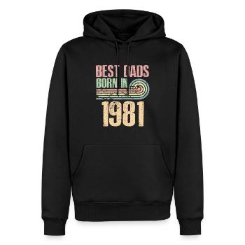 Die Besten Väter Sind 1981 Geboren, 42 Jahre Alt, - Männer Premium Bio Hoodie - Schwarz - Vorne - Nico (187cm)