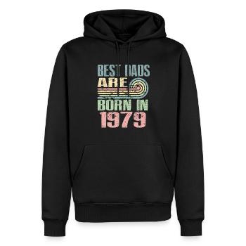 Die Besten Väter Sind 1979 Geboren, 44 Jahre Alt, - Männer Premium Bio Hoodie - Schwarz - Vorne - Nico (187cm)