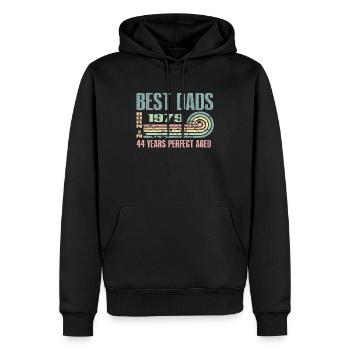 Die Besten Väter Sind 1979 Geboren, 44 Jahre Alt, - Männer Premium Bio Hoodie - Schwarz - Vorne - Nico (187cm)