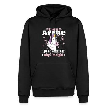 Je ne discute pas, j’explique simplement pourquoi - Sweat à capuche Premium bio Homme - noir - Devant - Nico (187cm)