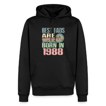 Les meilleurs pères sont nés en 1988, 35 ans, - Sweat à capuche Premium bio Homme - noir - Devant - Nico (187cm)