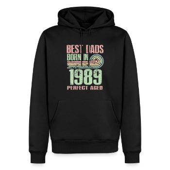 Les meilleurs pères sont nés en 1989, à l’âge de 34 ans, - Sweat à capuche Premium bio Homme - noir - Devant - Nico (187cm)