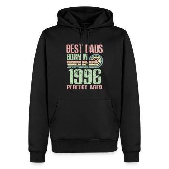 Les meilleurs pères sont nés en 1996, 27 ans, - Sweat à capuche Premium bio Homme - noir - Devant - Nico (187cm)