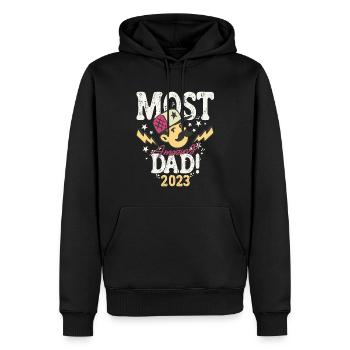 Meilleur papa futur père bébé naissance 2023 - Sweat à capuche Premium bio Homme - noir - Devant - Nico (187cm)