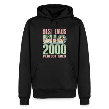 Les meilleurs pères sont nés en 2000, à l’âge de 23 ans, - Sweat à capuche Premium bio Homme - noir - Devant - Nico (187cm)
