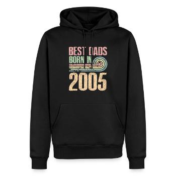 Les meilleurs pères sont nés en 2005, 18 ans, - Sweat à capuche Premium bio Homme - noir - Devant - Nico (187cm)