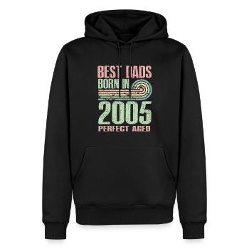 Les meilleurs pères sont nés en 2005, 18 ans, - Sweat à capuche Premium bio Homme - noir - Devant - Nico (187cm)