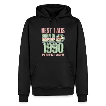 Die Besten Väter Sind 1990 Geboren, 33 Jahre Alt, - Männer Premium Bio Hoodie - Schwarz - Vorne - Nico (187cm)