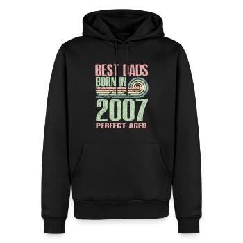 Les meilleurs pères sont nés en 2007, à l’âge de 16 ans, - Sweat à capuche Premium bio Homme - noir - Devant - Nico (187cm)