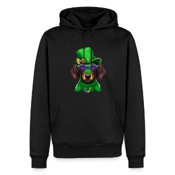 St. Patricks Day Dackel Wiener Hund Kleeblatt - Männer Premium Bio Hoodie - Schwarz - Vorne - Nico (187cm)