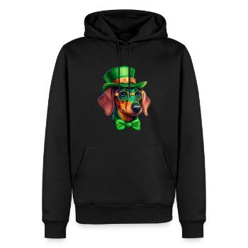 St. Patricks Day Dackel Wiener Hund Kleeblatt - Männer Premium Bio Hoodie - Schwarz - Vorne - Nico (187cm)