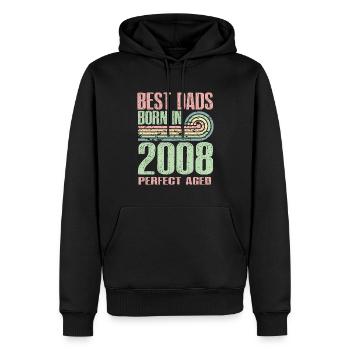 Les meilleurs pères sont nés en 2008, 15 ans, - Sweat à capuche Premium bio Homme - noir - Devant - Nico (187cm)