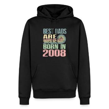 Les meilleurs pères sont nés en 2008, 15 ans, - Sweat à capuche Premium bio Homme - noir - Devant - Nico (187cm)