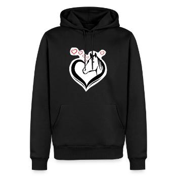 Süßer Pferdekopf mit Herz - Für Reitferien Urlaub - Männer Premium Bio Hoodie - Schwarz - Vorne - Nico (187cm)