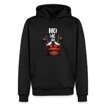 Hohoho Weihnachtsmann im Kamin - Männer Premium Bio Hoodie - Schwarz - Vorne - Nico (187cm)