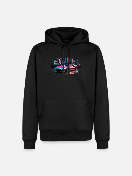 Retro Synthwave Sports Car - Men’s Premium Organic Hoodie - black