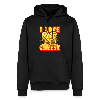 J’adore le fromage - Sweat à capuche Premium bio Homme - noir - Devant - Nico (187cm)