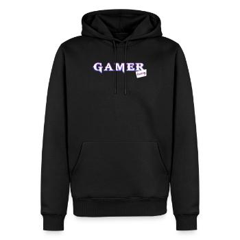 Jeder gamer braucht sein bunny! - Männer Premium Bio Hoodie - Schwarz - Vorne - Nico (187cm)
