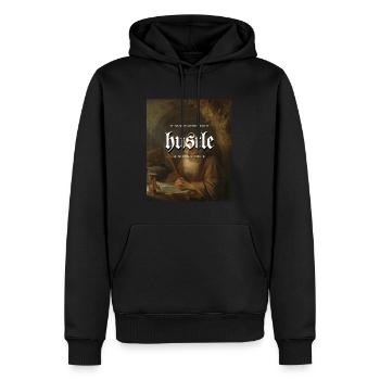 Bouscule-toi dormir comme si tu étais riche Je suis debout comme si j’étais - Sweat à capuche Premium bio Homme - noir - Devant - Nico (187cm)
