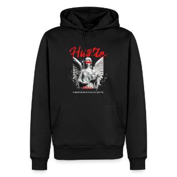 Hustle More Engelstatue mit Dollarscheinen - Männer Premium Bio Hoodie - Schwarz - Vorne - Nico (187cm)