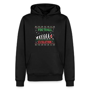 Evolution Fußball | Fußballspieler - Männer Premium Bio Hoodie - Schwarz - Vorne - Nico (187cm)