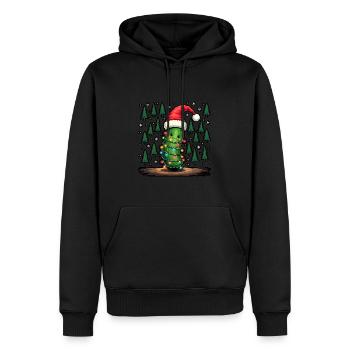 Gurke Weihnachtslichter hässlicher Weihnachtsmütze - Männer Premium Bio Hoodie - Schwarz - Vorne - Nico (187cm)