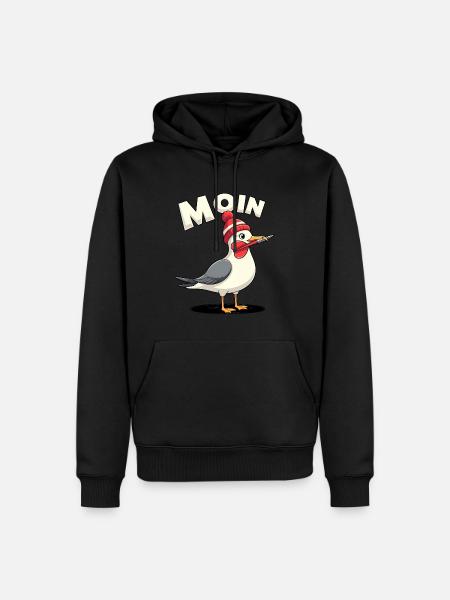 Moin Möwe - Männer Premium Bio Hoodie - Schwarz