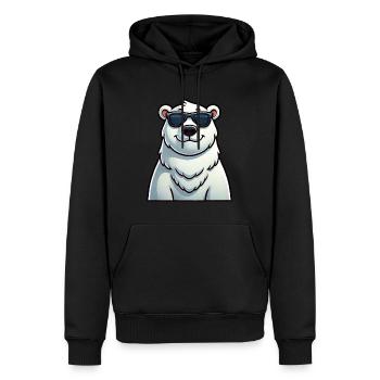 Dessin animé d’ours polaire décontracté avec des lunettes de soleil - Sweat à capuche Premium bio Homme - noir - Devant - Nico (187cm)
