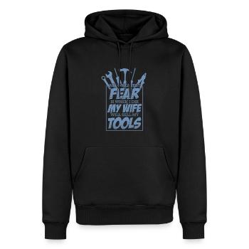 Handwerker Angst Frau verkauft mein Werkzeug - Männer Premium Bio Hoodie - Schwarz - Vorne - Nico (187cm)