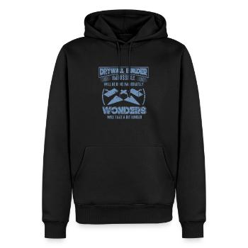 cloison sèche disant drôle de construction artisan plâtre - Sweat à capuche Premium bio Homme - noir - Devant - Nico (187cm)