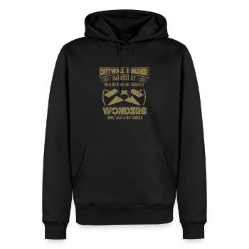 cloison sèche disant drôle de construction artisan plâtre - Sweat à capuche Premium bio Homme - noir - Devant - Nico (187cm)