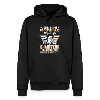 je suis chauffeur poids lourd cadeau anniversaire - Sweat à capuche Premium bio Homme - noir - Devant - Nico (187cm)