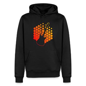 Guitariste Guitariste Guitar Guitar Men - Sweat à capuche Premium bio Homme - noir - Devant - Nico (187cm)