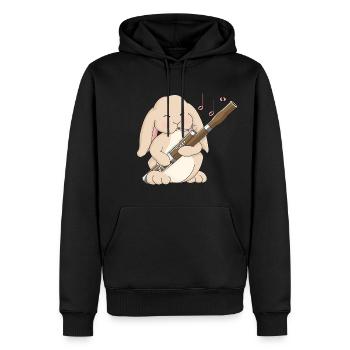 Cute Kawaii Bassoon Player Rabbit - Men’s Premium Organic Hoodie - black - Front - Nico (187cm)