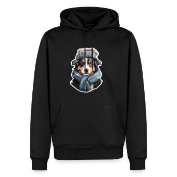 Australian Sheperd im Winterwunderland - Männer Premium Bio Hoodie - Schwarz - Vorne - Nico (187cm)
